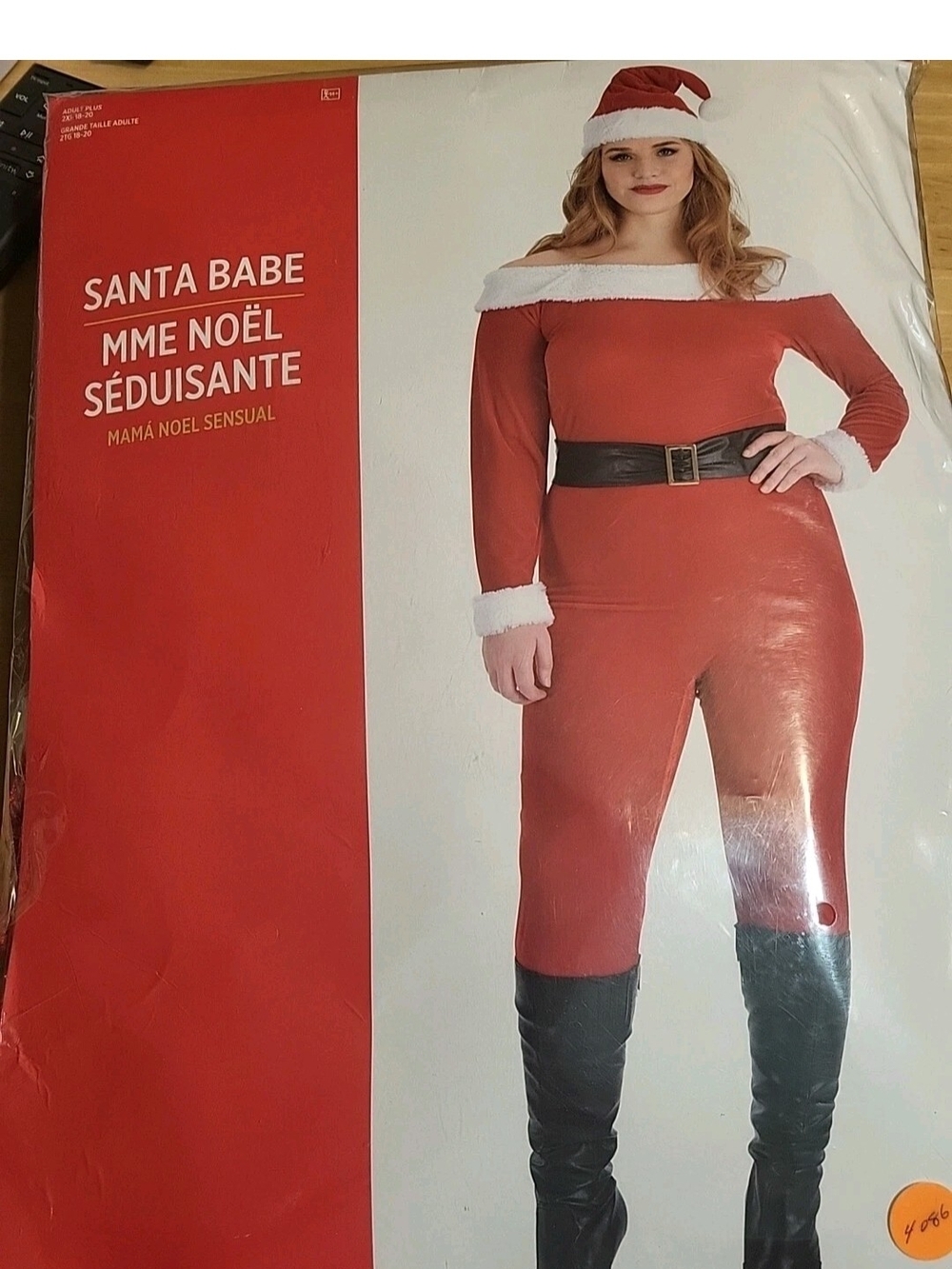 Adult Santa Babe Off The Shoulders Catsuit Costume in Red 2XL 18-20 #4086